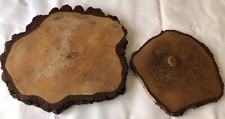 2 planches à découper, dessous de plat, rondin de bois brut- Diamètre 40 + 25 cm