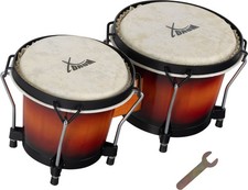 Bongo Percussion Tambour 6'' 7'' Peaux Naturels Instrument à Main Bois Sunburst