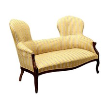 Canapé Ancien Louis Philippe Noyer Tissu Italie XIXe Siècle Original