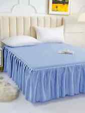 Cache-sommiers jupe de lit avec volant bleu 99x190cm