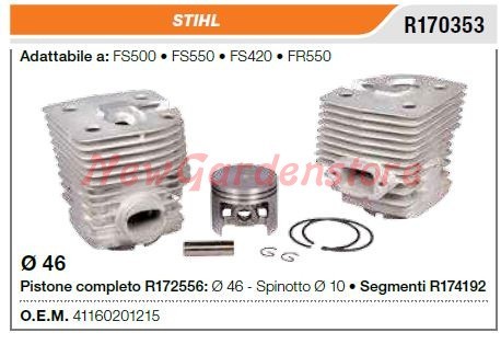Cylindre piston segments stihl - piston,