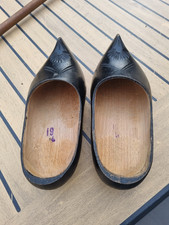 Ancienne PAIRE de SABOTS ENFANT BOIS Coloris NOIR Art Populaire Pointure 22