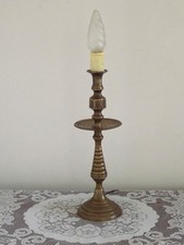 Grande lampe bougeoir marocaine en laiton lourd électrifié milieu XXe 5564