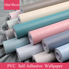 10m Long PVC Autocollant Rouleau Papier Peint Uni Vinyle Scrubbable Décor Maison