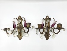 Paire d'appliques à pampilles - Laiton et verre - Ca. 1950