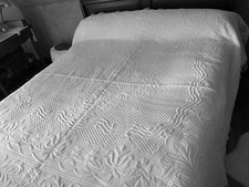 Linge Ancien Couvre Lit De Mariage Royal  Franges Et Dentelle 1800/1900 Napoleon