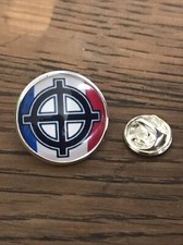 GROS PIN'S 2cm Métal Argenté Drapeau Français Croix Celte Patriote France