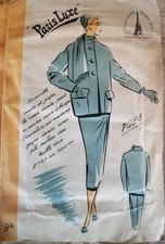 7028 PATRON PARIS LUXE VINTAGE FRENCH PATTERN  JUPE VESTE DROITE COL DROIT T 44