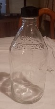 Ancienne Bouteille En Verre Flacon De Pharmacie Graduée 500 Ml Bouchon Bakélite