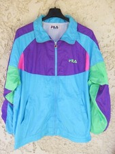Veste FILA vintage tracktop jacket nylon années 90 vert violet turquoise I 48 M
