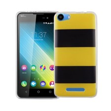Coque Pour Wiko Lenny 2 Jaune / Noir Sac Case Cover Motif Slim TPU Neuf