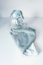Doudou Plat/Couverture Lapidou Lapin Bleu Clair/Vert D'eau Attache Tétine Nattou