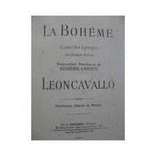 LÉONCAVALLO R. La Bohème Opéra Chant Piano 1897