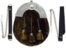 Kilt De Robe Complète Sporran Chrome Cantle Celtique En Cuir