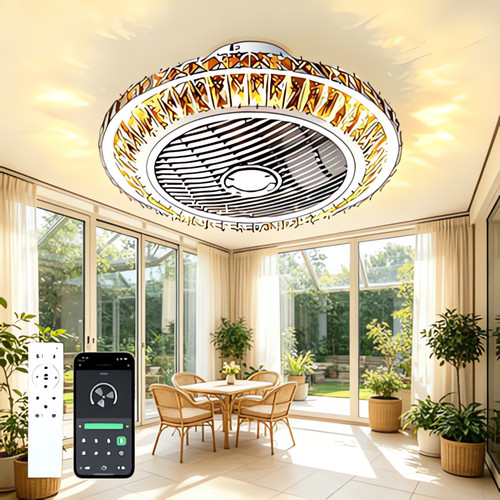 Luminaire cristal ventilateur - luminaire,
