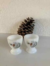 11 ⚜️ Deux Anciens Coquetiers Arcopal Motif Fleurs Vintage Authentique