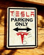 Plaque métal  Tesla Parking