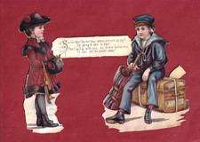 Très Rare Chromo Decoupis Magnifique Bébé Fille Chante Pour Bébé Marin.Anglais