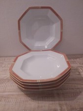 5 assiettes creuses Art Déco Letang Remy porcelaine de limoges état neuf 