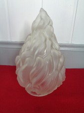 GRANDE TULIPE FLAMME EN VERRE MOULE DEPOLI POUR LUSTRE SUSPENSION APPLIQUE N°3