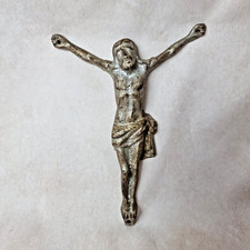 Christ Ancien En métal Patinée – Crucifix Mural – XIXe