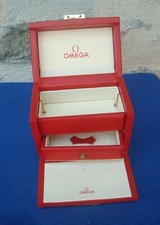 V59 RARE Ecrin Coffret Vanity Case OMEGA cuir rouge Montre Watch 