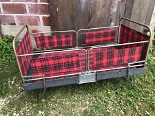 Ancien Lit Pliant Bébé YOUPLA-DO 2000 Tissu Écossais + Matelas Vintage #A748