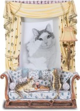 Cadre photo déco figurine statuette Chat sur canapé vintage rétro à poser animal