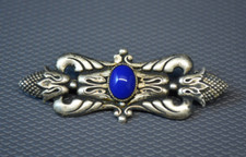 BIJOU - BELLE BROCHE VINTAGE AVEC CABOCHON BLEU 4,7g #36