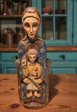 Statue en bois polychrome de