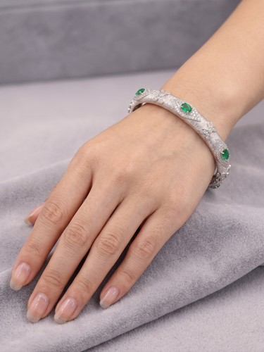 Bracelet jonc émeraude - bracelet,