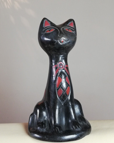 Statue chat terre cuite