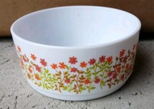 BUF1 - Saladier ARCOPAL décor Fleurs Orange VINTAGE 17cm diamètre 