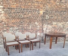 Table et ses 6 chaises vintage en orme, meubles design scandinave 