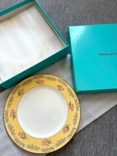 Assiette jaune fleurie tiffany - assiette,