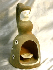 POTERIE PICHET BOUGEOIR TERRE CUITE VEILLEUSE LAMPE ANTHROPOMORPHE CANDLESTICK