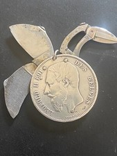 Éloi Pernet Couteau , Pièce 5 Fr Léopold 2 Roi Des Belges En Argent Massif 1870