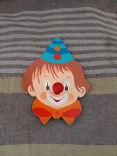 Ancien PORTE MANTEAU ENFANT BOIS CLOWN Bobbi MERTENS Deco Vintage 1987