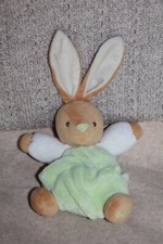 DOUDOU KALOO LAPIN PLUME VERT BEIGE 18 CM  COM NEUF