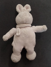 A1G / doudou peluche lapin blanc rayé rose écharpe KLORANE