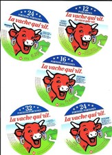 Etiquette de fromages ; 5 VACHE QUI RIT NEUVES 3ème série