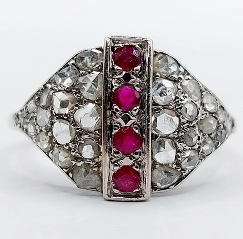 Bague dôme art deco blanc - bague,