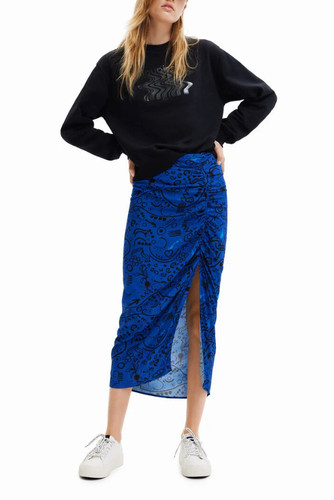 Desigual jupe midi bleue - desigual,