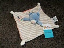 doudou plat ours bleu rayé