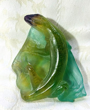 LEZARD VERT DAUM PAPERWEIGHT CAMEO GLASS PRESSE PAPIER PATE DE VERRE ART NOUVEAU
