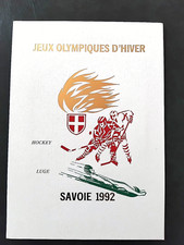 ENCART PHILATELIQUE JEUX OLYMPIQUES D'HIVER  1992  SAVOIE HOCKEY ET LUGE