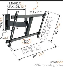 VOGEL'S - Vogels Support mural Orientable Wall 2325 Blanc Max 30kg Comme Neuf 