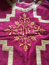 Chasuble Prêtre Croix Damassé Velours Linge Liturgique  Sacred Art Sacré 