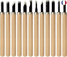 Lot de12 Gouge a Bois d'outils de Sculpture sur Bois, Menuiserie Ciseaux à Bois 