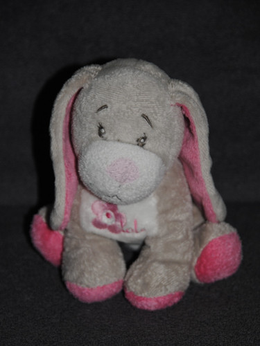 Doudou chien rose - rose, gris